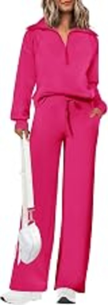 PRETTYGARDEN Women's 2 Piece Matching Lounge Set Sweatsuits | Zip Up Sweatshirt, Long Sleeve Pullover Tops, Elastic Waist Drawstring, Wide Leg Pants Pocket, Fall Tracksuit, Spring Outfits