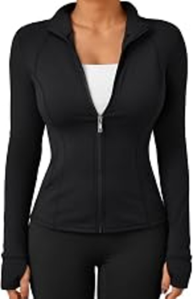Trendy Queen Women's Zip Up Lightweight Jackets Workout Hoodies Gym Clothes | Slim Fitted, 2 Pockets, Thumb Hole, Comfy Stretchy, Athletic Activewear, Fall Outfits, Scrub Jackets