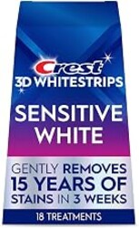 Crest 3DWhitestrips Sensitive White At-Home Teeth Whitening Kit, 18 Treatments, Gently Removes 15 Years of Stains