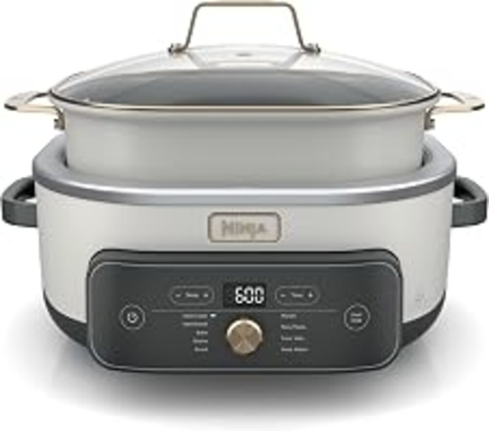 Ninja® PossibleCooker™ PRO Plus, 8.5-qt, Amazon Exclusive Bone & Champagne | 9-in-1 replace 16 tools, Slow Cook, Sear, Sauté, Proof, Pasta/Rice, oven-safe ceramic pot, cooker-to-oven-to-table, MC2001WH1