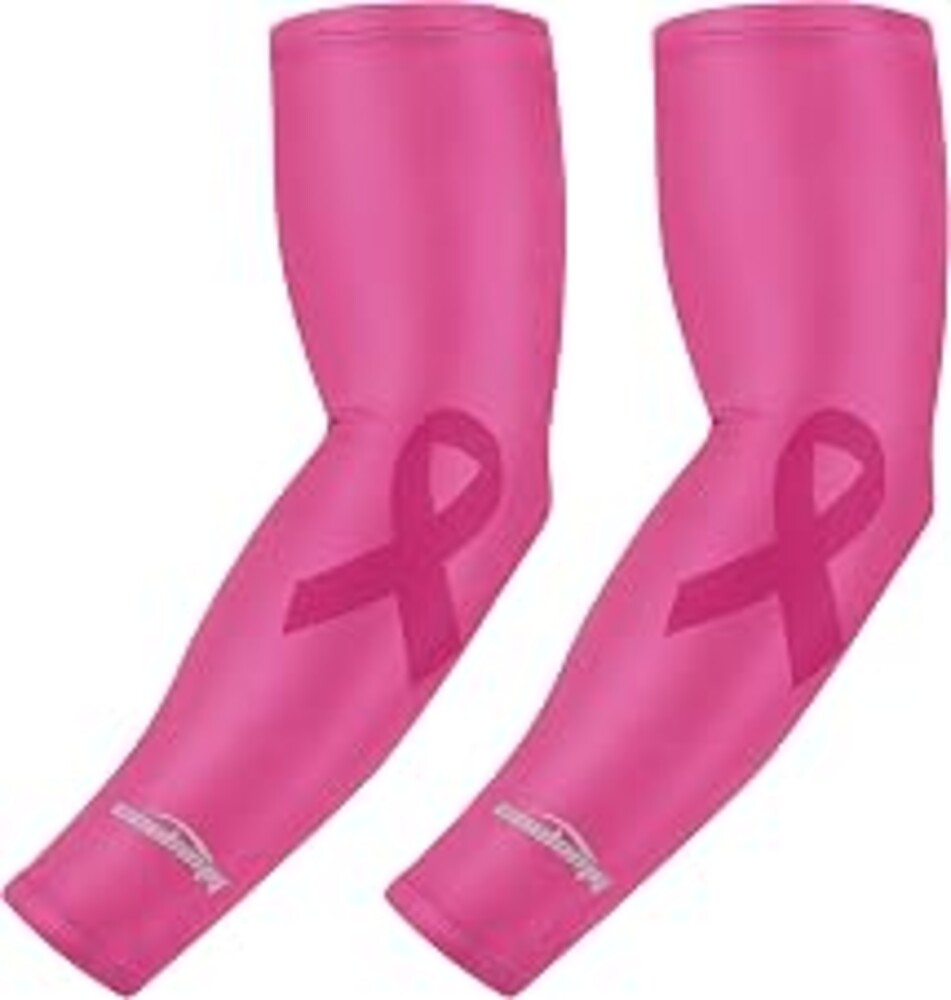 COOLOMG Breast Cancer Football Arm Sleeves Pink Ribbon Sleeves | Breast Cancer Awareness Compression Arm Sleeves for Baseball Football Volleyball Sports Youth Kids Adult