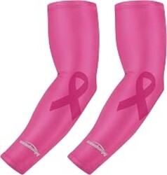 COOLOMG Breast Cancer Football Arm Sleeves Pink Ribbon Sleeves | Breast Cancer Awareness Compression Arm Sleeves for Baseball Football Volleyball Sports Youth Kids Adult