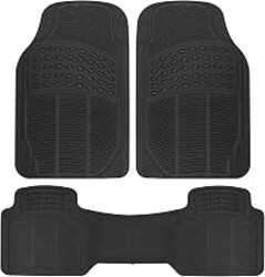 BDK ProLiner Car Floor Mats for Cars Trucks SUV, 3-Piece All-Weather Heavy Duty Rubber Liners with Universal Trimmable Fit, Durable Waterproof Vehicle Auto Floor Mats with Capture Ridges Black