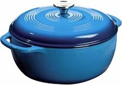 Lodge Essential Enamel Cast Iron Dutch Oven, 6 Quart, Caribbean Blue | Ideal for Bread Baking, Braising, Marinating & Slow Cooking, Features Moisture-Sealing Lid & Dual Handles