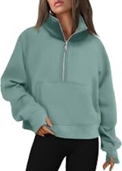 AUTOMET Womens Sweatshirts Half Zip Fleece Pullover Fall Outfits | Fall Fashion Clothes 2026,Cropped Sweatshirt,Cute Y2k Tops,Quarter Zipper Clothes,Winter Loungwear Outfits