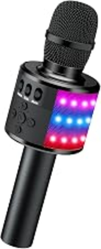BONAOK Portable Bluetooth Karaoke Mic with Disco Lights for Adults & Kids | Bluetooth 5.0, 8H Playtime, Built‑in Speaker & Echo Mode, TF Card Supported, for Phone iPad, Home Karaoke & Party Gifts