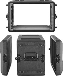 VEVOR 6U Rack Case, 12 in Depth, Rackmount Flight Case Shallow Rack with Microphone Compartment, Polyethylene Construction, Recessed Latches, Easy Installation, for Amplifier, 8.7 in Internal Depth