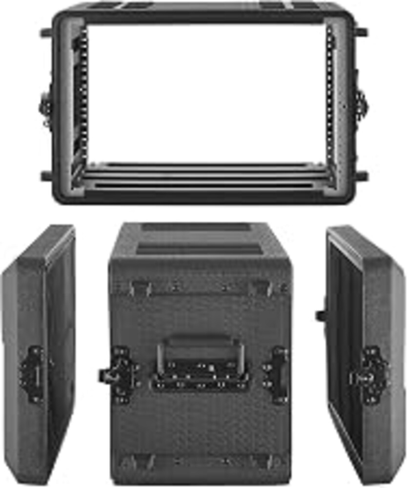 VEVOR 6U Rack Case, 12 in Depth, Rackmount Flight Case Shallow Rack with Microphone Compartment, Polyethylene Construction, Recessed Latches, Easy Installation, for Amplifier, 8.7 in Internal Depth