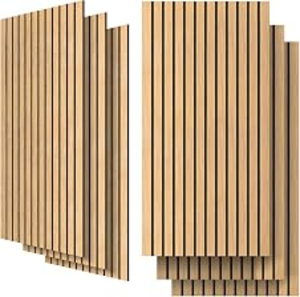 6 Pack Acoustic Panels, 47.2" x 23.6" Sound Proof Panels, Khaki | UMIACOUSTICS, 0.4" Thick, Polyester Fiber Core with Wood Grain Veneer