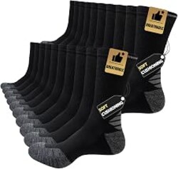 JOYNÉE 5/10 Pairs Mens Lightweight Long Cushion Work Socks Casual Breathable Crew Athletic Socks for Workout Sports