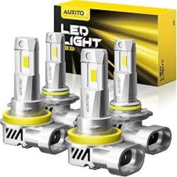 AUXITO 9005/HB3 H11/H9/H8 Fog Light, H8 H9 HB3 Bulbs Combo 5 Mins Install, Plug-N-Play, White Light, IP68 Waterproof, Pack of 4
