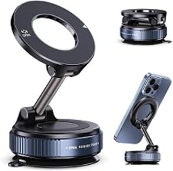Jikasho Magnetic Phone Holder for Car, Suction Cup Phone Mount for Magsafe | 360° Adjustable Vacuum Car Phone Mount, Hands-Free Phone Holders for Your Car for iPhone 17 Pro Max 16 15 14 13 12 Air Plus