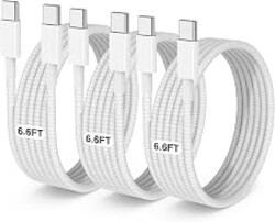 LOFPYE 3-Pack Grey 6.6FT 60W USB C to USB C Cable, Type C Fast Charging Cable for iPhone Air 17 16e 16 15 Pro Plus Pro Max，for Galaxy S25/S24, for iPad Pro/Air/mini, for MacBook Pro/Air and More