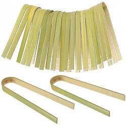 20 Pcs Mini Bamboo Tongs, Disposable Woo