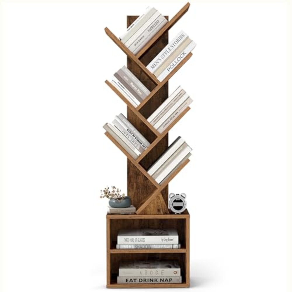 VASAGLE Tree Bookshelf, 7 Tiers, 2 Open