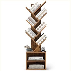 VASAGLE Tree Bookshelf, 7 Tiers, 2 Open