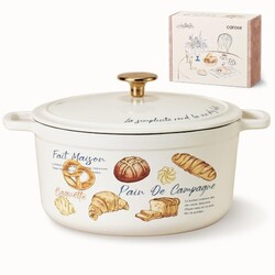 CAROTE Enameled Cast Iron Dutch Oven, 5Q