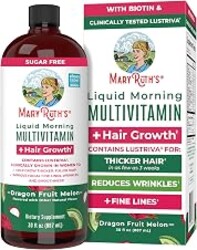 MARYRUTH'S Liquid Multivitamin + Hair Growth, Clinically Thicker Hair, 30oz | Clinically Tested in Women for Thicker Hair & Facial Wrinkles, Biotin 10000mcg, Lustriva Hair Growth Supplements, Ages 18+