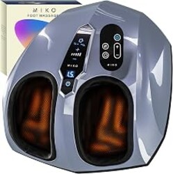MIKO Shiatsu Foot Massager with Heat and Air Compression | 5 pressure levels, 3 modes, rolling & wireless remote; for plantar fasciitis and neuropathy; fits men's size 12