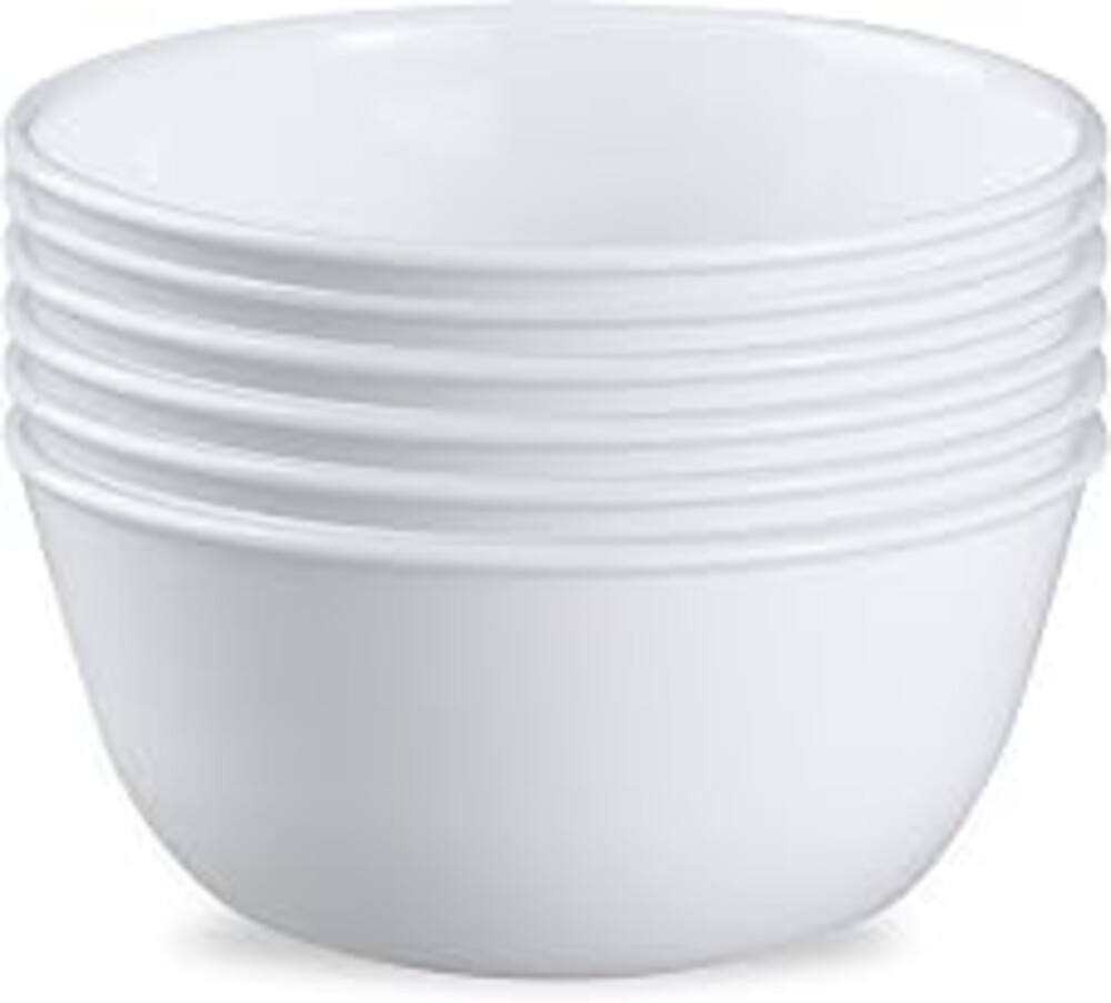 Corelle Vitrelle 28-oz Soup/Cereal Bowls Set of 6 Chip & Crack Resistant Dinnerware Bowls for Soup, Ramen, Cereal and More, Triple Layer Glass, Winter Frost White