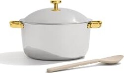 Our Place Titanium Perfect Pot Pro, 6.75 Qt Nonstick Titanium Cookware | Fully clad tri-ply steel & aluminum dutch oven; lid & silicone spoon included; induction & oven safe to 1000°F (750°F Gold)
