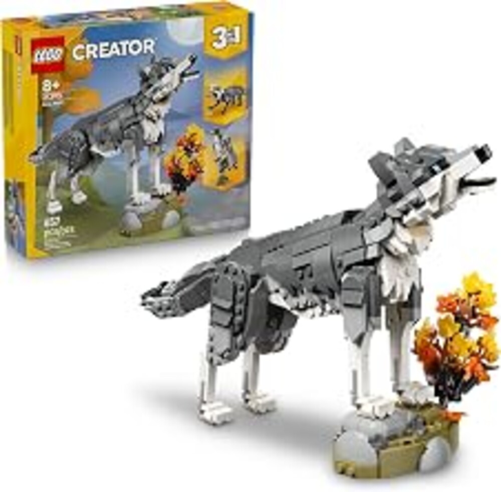 LEGO Creator 3 in 1 Forest Animals: Gray Wolf 31393 | Building Toys for Boys & Girls, Ages 8+, 3 Building Options, Kids Bedroom & Desk Décor, 657 Pieces, Gift for Birthdays