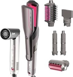 Shark FlexFusion Ceramic Air Styler, Straightener, Metallic Mist, HD651S | Style-Safe Tech: Zero Hot Tool Damage, Scalp Shield Mode, Straightens in One Pass