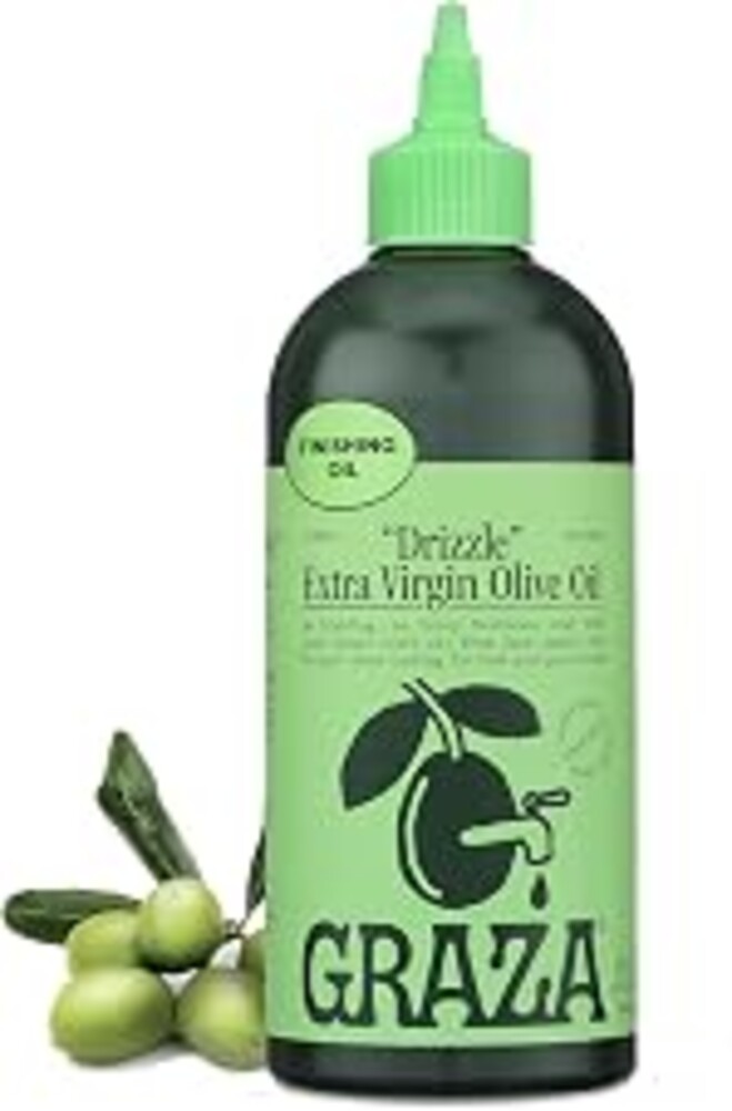 Graza Drizzle Extra Virgin Olive Oil, Finishing Oil - High Polyphenol Early Harvest EVOO Finishing Oil in a Squeeze Bottle - Single Origin Olive Oils from Spain - 16.9 Fl Oz (500ml)