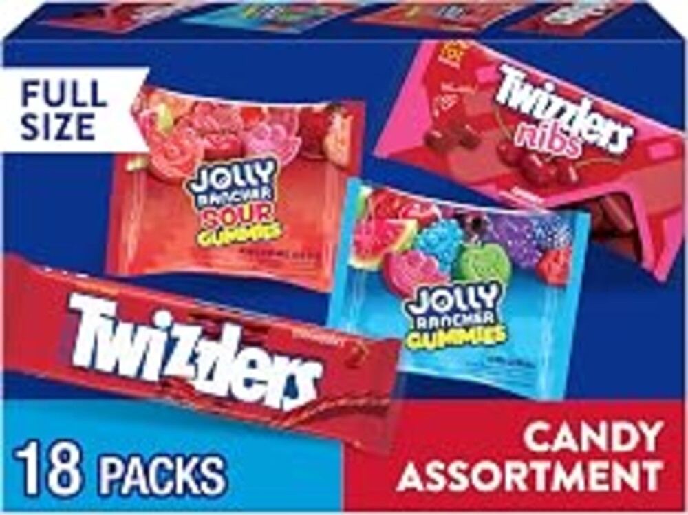 JOLLY RANCHER & TWIZZLERS Assorted Fruit Candy Variety Pack, Bulk Box, 39.5 oz