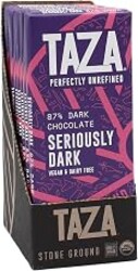 Taza Chocolate Organic Amaze Bar Seriously Dark 87% Stone Ground,10 Count | Dairy Free, Vegan Dark Chocolate Bar, Gluten Free, Soy Free, Low Sugar Unrefined Cacao, Direct Trade, 2.5 Ounce Bar