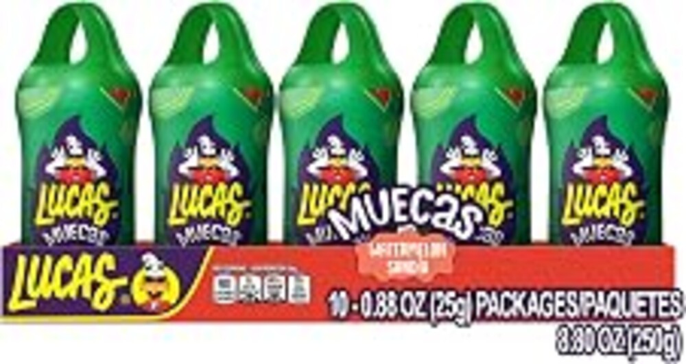 Lucas Muecas Lollipop Watermelon Flavor Candy, 0.96oz - 10 Pieces Pack for Treats, Snack, Parties, Piñatas