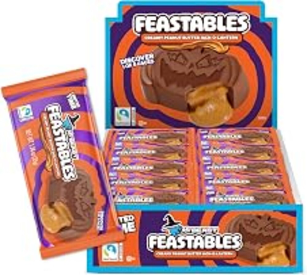 MrBeast Feastables Peanut Butter Halloween Pumpkin Cups, 30ct | Fairtrade cocoa, Neighborhood Trick or Treat Halloween candy, Bulk pack, No Additives, Party snacks, Ships cold