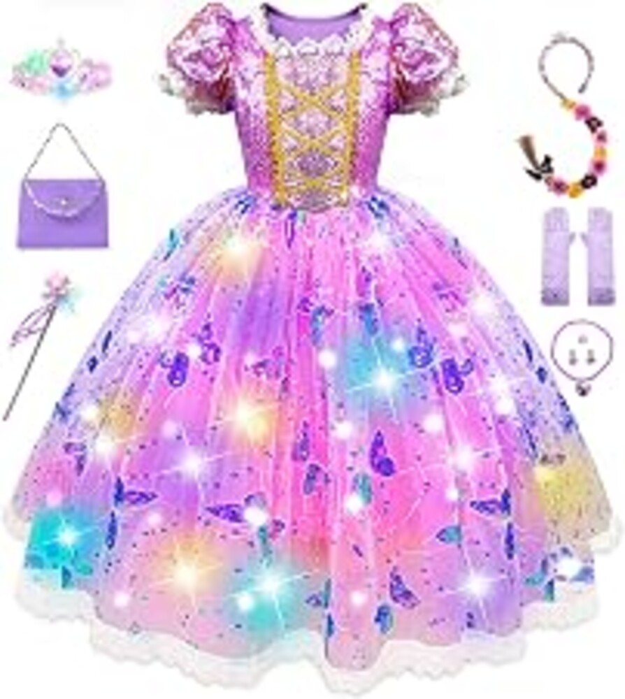 Light Up Princess Dress Up for Girls Ages 3-10, Princess Costume for Kids | Perfect for Party,Christmas Birthday Gift, Halloween costume, Detailed sequin bodice, softly lined for comfort
