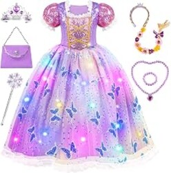 Meland Light Up Princess Dress for Girls Ages 3-10, Dress Up Toy Gift Set | Designed for party, Christmas Birthday gift, Halloween costume, detailed with sequin bodice, soft lining, comfortable to wear