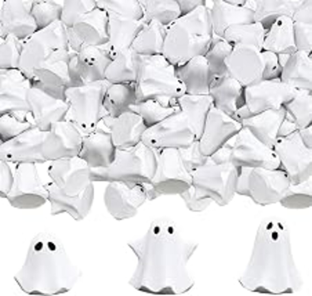 FESTGLOX 50Pcs Mini Resin Ghosts, Tiny Halloween Ghost Figurines Miniatures | Small Ghost Decor for Spooky Tiered Tray, Vase Filler, Home Tabletop Shelf Centerpieces, Party Favors Gift