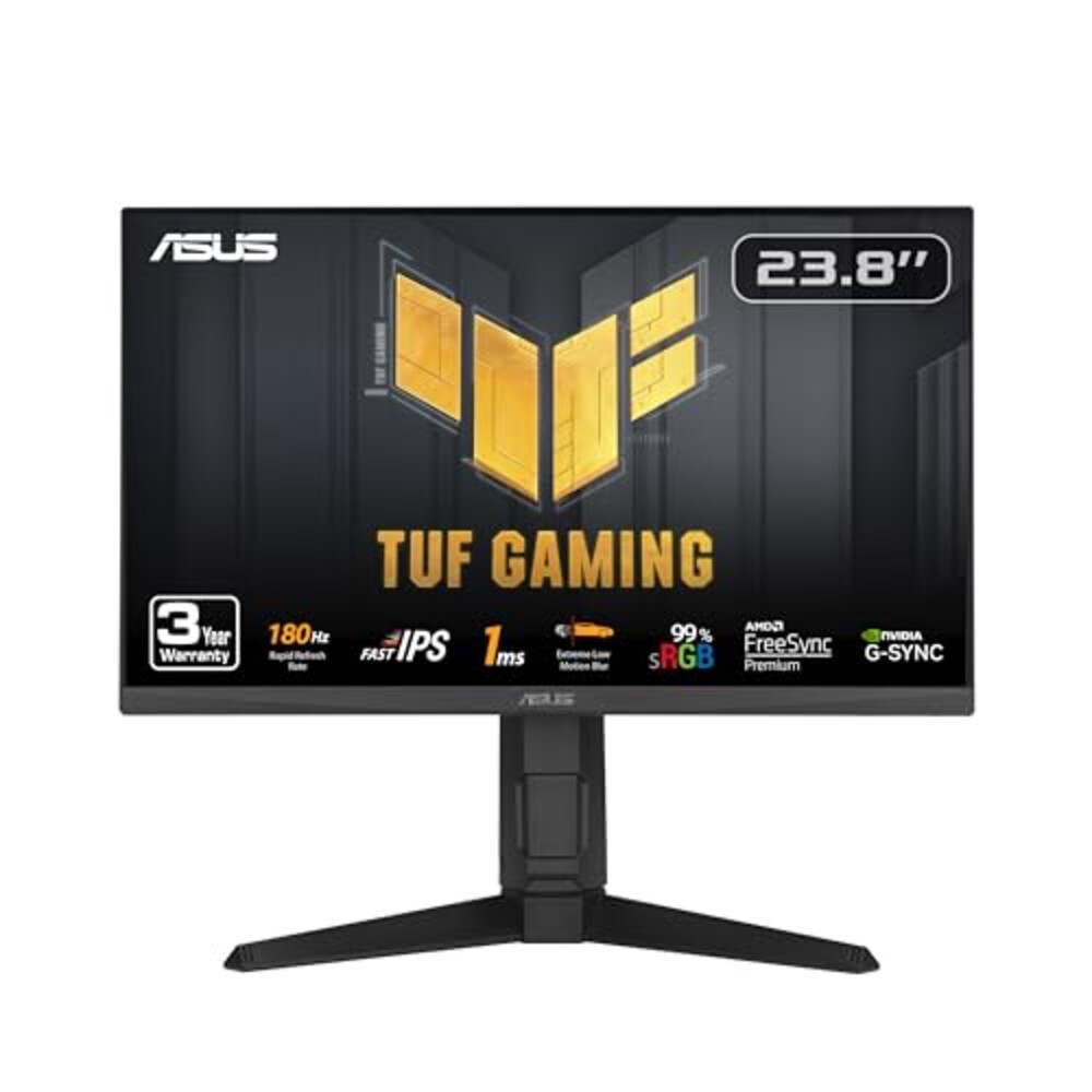 ASUS TUF Gaming 24” (23.8” viewable) 1080P Monitor (VG249QL3A) - Full HD, 180Hz, 1ms, Fast IPS, ELMB, FreeSync Premium, G-SYNC Compatible, Speakers, DisplayPort, Height Adjustable, 3 Year Warranty