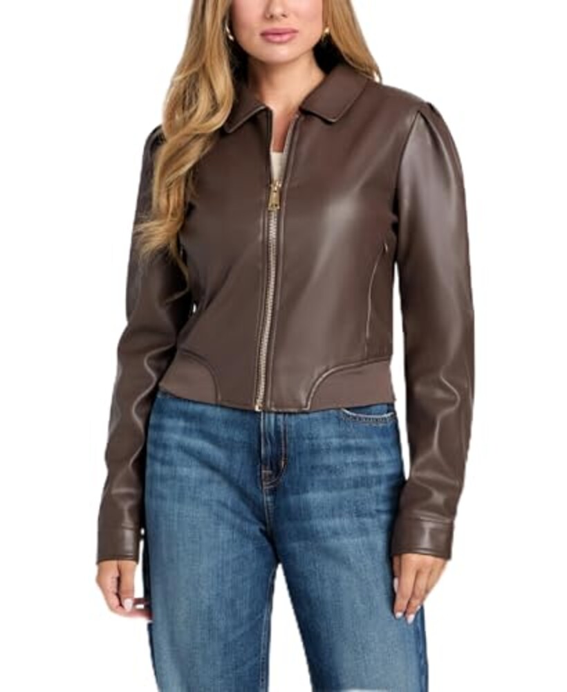 Guess Womens Fancy Zipped Faux Leather B