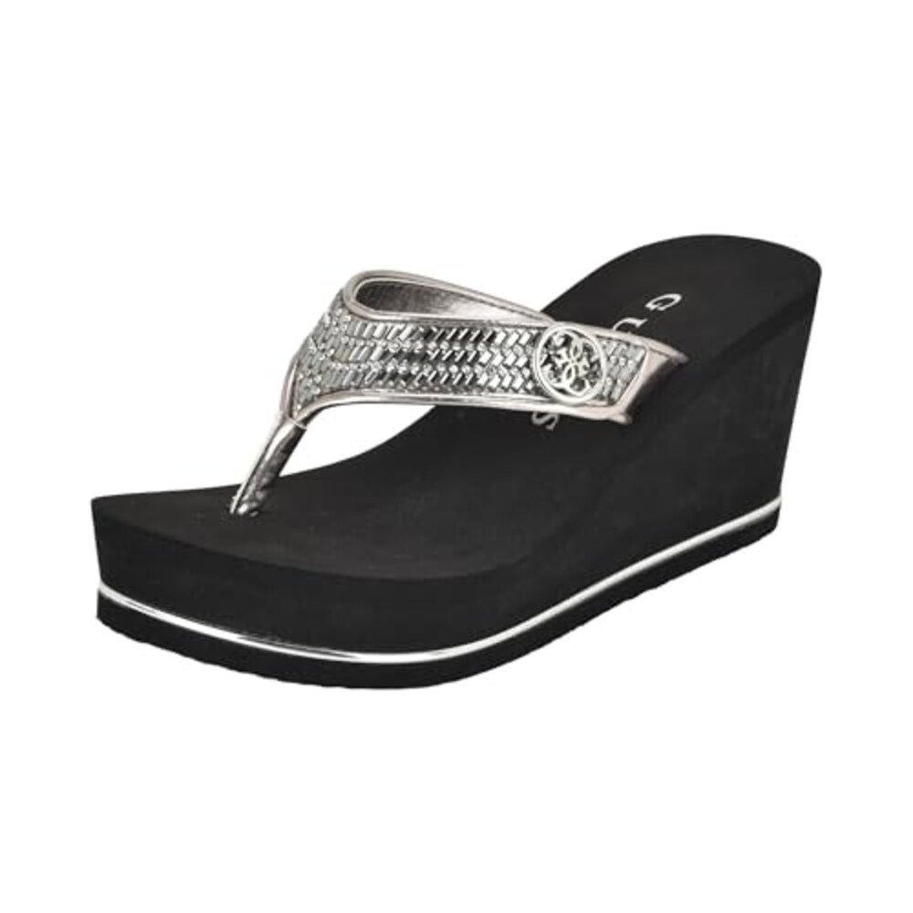 GUESS Womens Sarraly Flip-Flop, Pewter 1