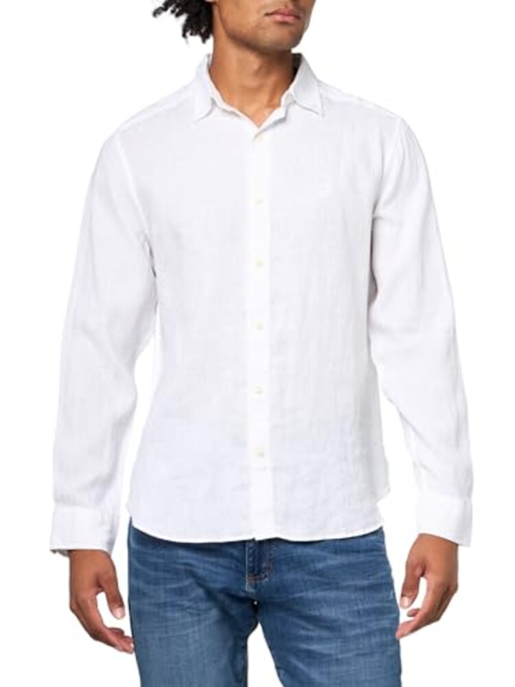 Nautica Long Sleeve Solid Linen Button U