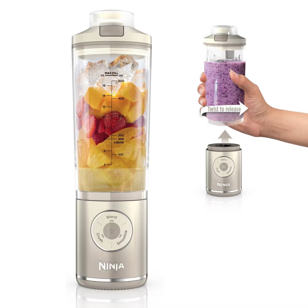 Ninja Blast 22oz Max Portable Blender Ivory BC251IV: 3-Speed Lithium Ion Battery