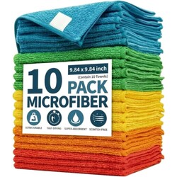 10 Pack Microfiber Cleaning Cloths, Mult