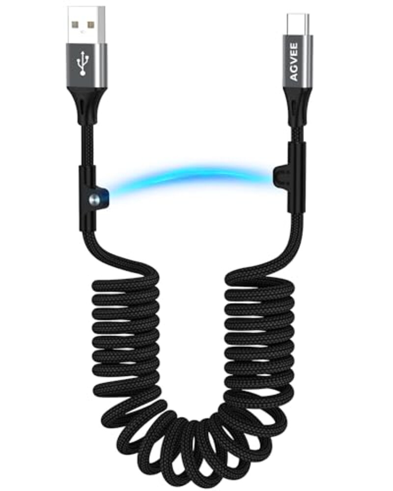 AGVEE 2 Pack 3ft Coiled USB-A to USB-C C