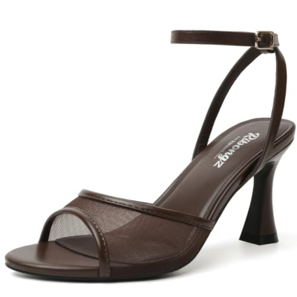 RIBONGZ Brown Kitten Heels for Women Ope