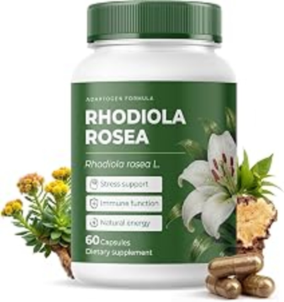 Rhodiola Rosea Organic Supplement, Herbal Blend for Stress Relief & Focus | With Rhodiola Extract, Natural Non-GMO Adaptogenic Formula Supporting Energy, Focus & Cognitive Performance Daily Wellness