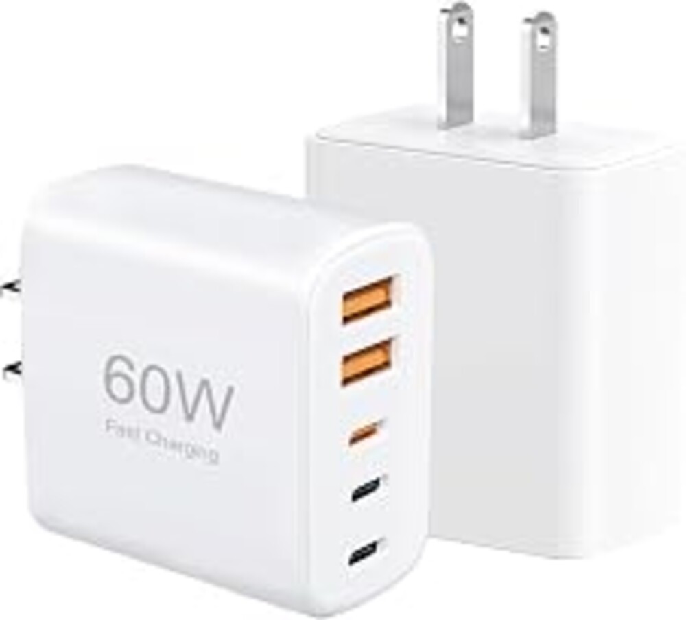 [2-Pack] 60W Multi-Port USB-C Fast Charging Module, 5-Port Wall Charger, Compatible with iPhone 17/16/15/14/13/Pro Max/Plus Series, iPad, Samsung S25/S24/S23, and Other Devices