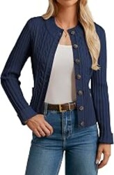 GRACE KARIN Women Button Up Cable Knit Sweater, Cropped Cardigan Sweaters, Chunky Winter Clothing 2025