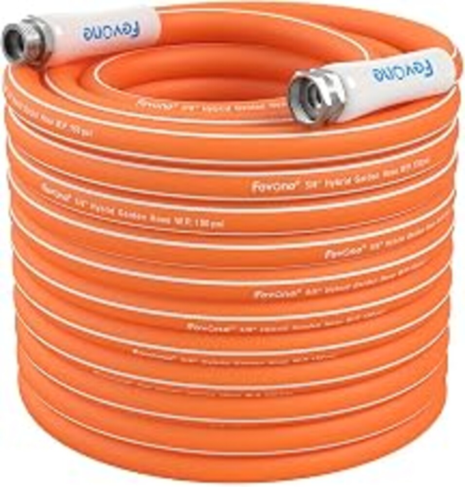 FEVONE 50 ft Hybrid Polymer Garden Hose, Heavy Duty Water Hose | Flexible Kink Free, Lightweight, 5/8 ID, 600 PSI, Leak-Proof, Aluminum 3/4 GHT Connectors for Garden and Patio