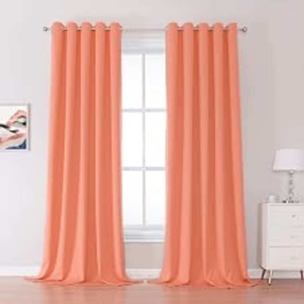 DUALIFE Extra Long 108 Inch Blackout Curtains Solid Grommet Thermal Insulated Room Darkening Winow Treatment Large Window Drapes 60 by 108 Inch Long 2 Panels Burnt Coral