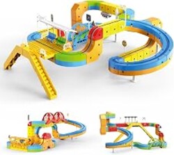 Electric Train Set for Kids, STEM 3D Cube Track Building Set, 112 Pcs, 3+ | Creative Train Building Set with Spiral Ramp & Seesaw Bridge. Perfect Educational STEM Gift for Kids & Grandkids