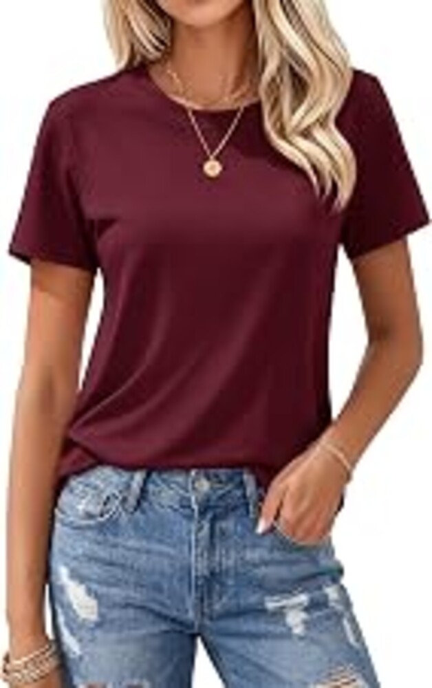 MAGCOMSEN Women's T Shirts Cotton Short Sleeve Shirts Crew-Neck Summer Tops Classic-Fit Tees Breathable Casual Clothes